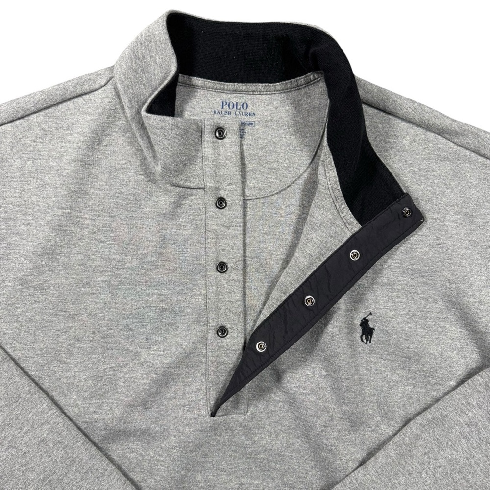 Polo Ralph Lauren Men’s 2XB Grey Double‑Knit Quarter‑Snap Pullover - Picture 4 of 12